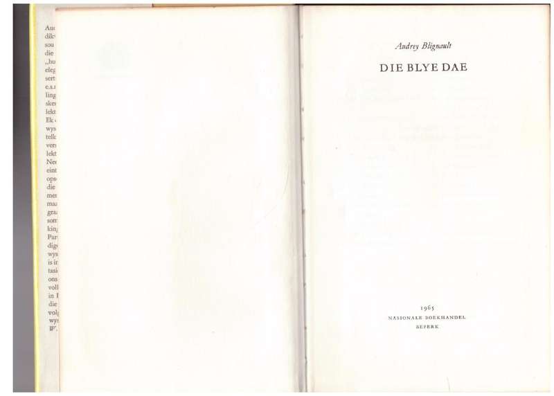 Die Blye Dae -- Audrey Blignault