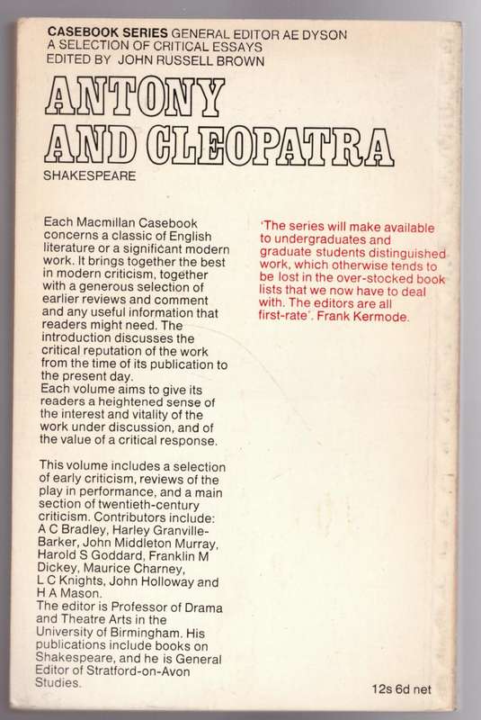 Antony and Cleopatra (Casebooks Series) -- John Russell Brown [Editor]