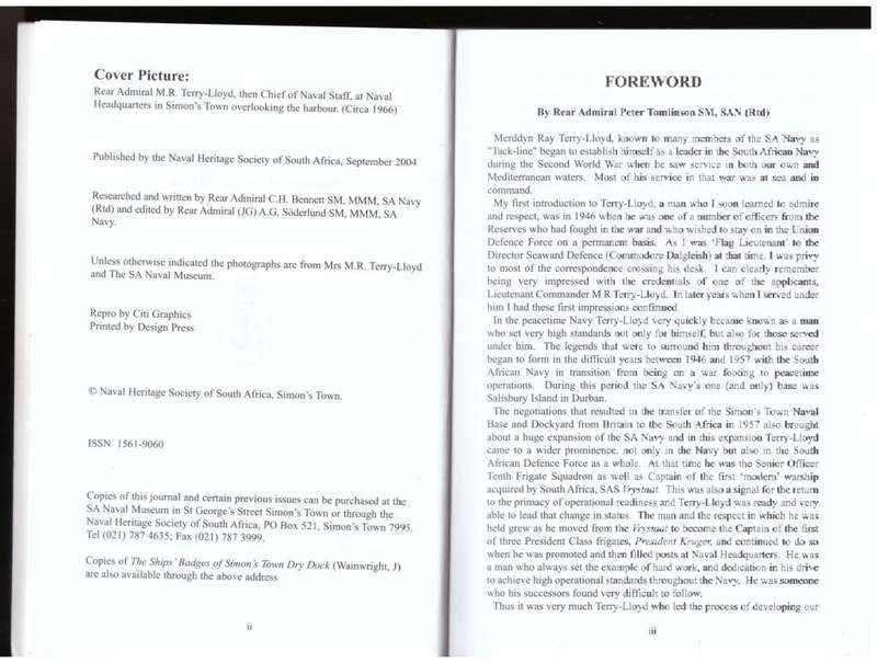 Naval Digests, No 10: Rear Admiral M R Terry-Lloyd, SSA SM  --  Chris Bennett