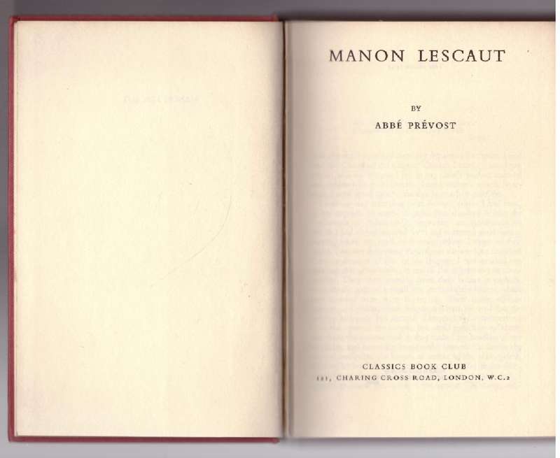 Manon Lescaut --  Abbé Prévost