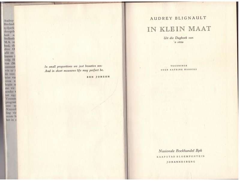 In Klein maat: uit die dagboek van `n vrou  --   Audrey Blignault