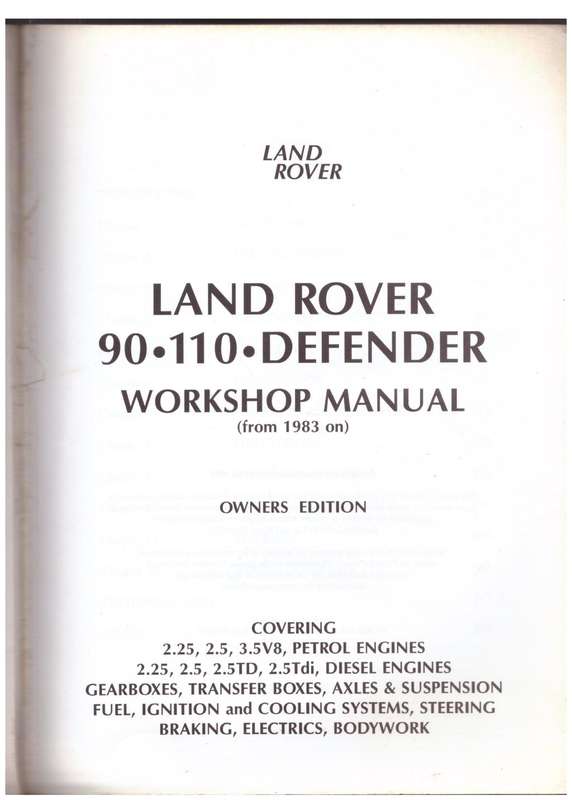 Land Rover 90. 110. Defender Workshop Manual