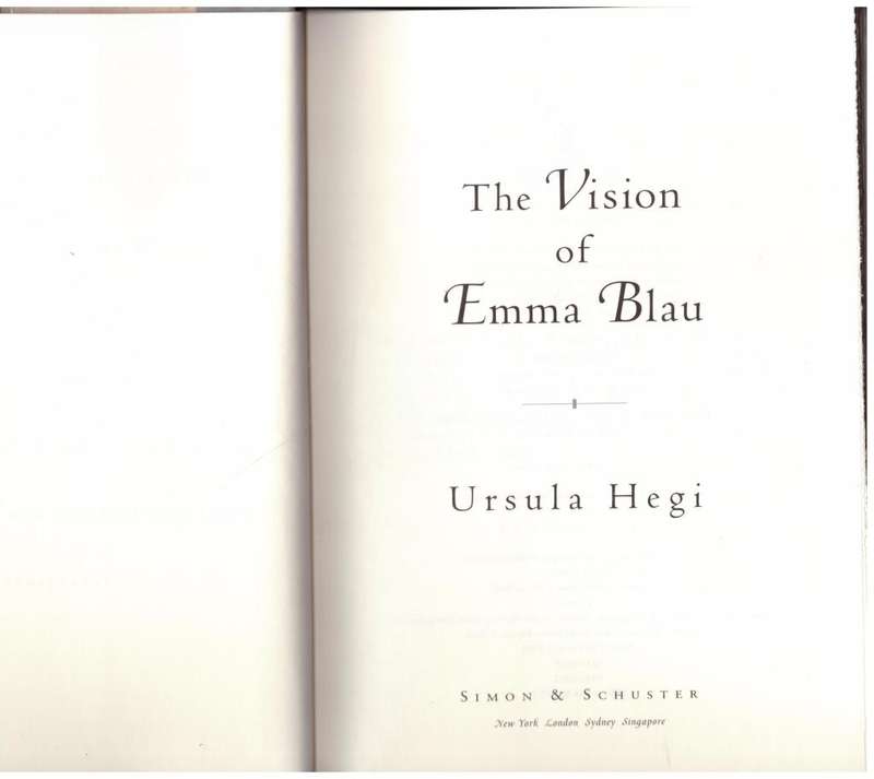The Vision of Emma Blau: A Novel -- Ursula Hegi