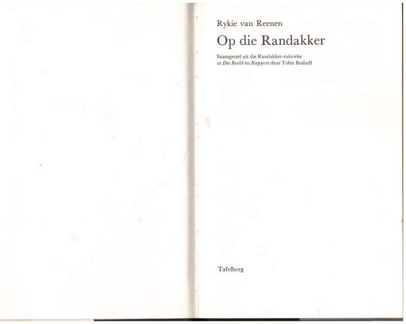 Op die Randakker -- Rykie Van Reenen
