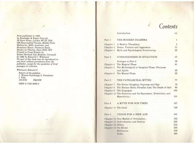 Return of the Goddess: Femininity, Aggression and the Modern Grail Quest -- Edward C. Whitmont