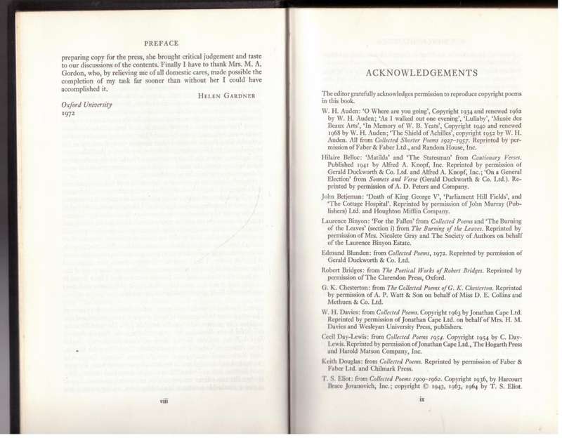 The New Oxford Book of English Verse, 1250-1950  --  Helen Gardner [Compiler]