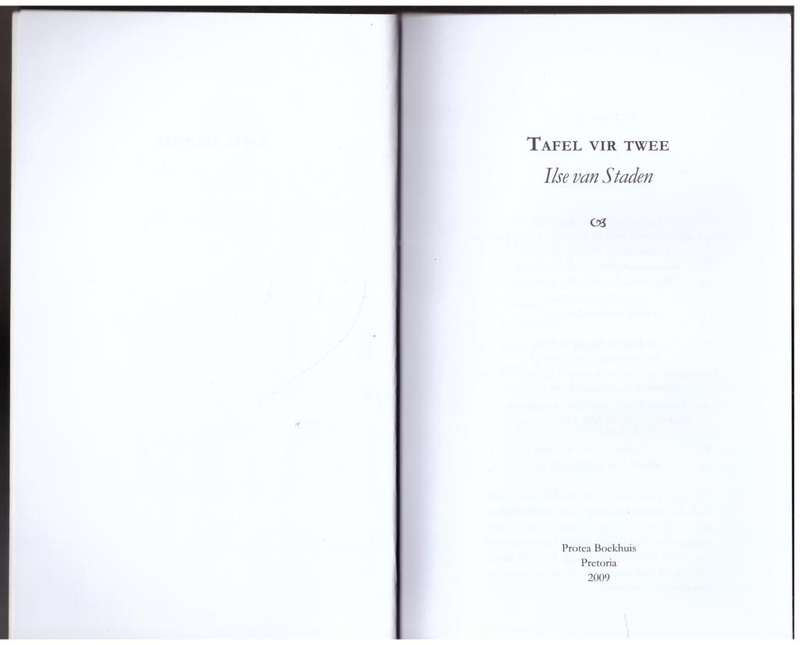 Tafel Vir Twee --  Ilse van Staden