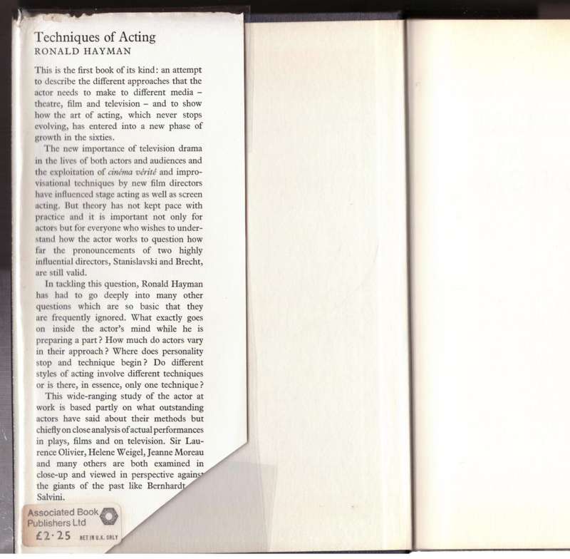 Techniques of Acting  --  Ronald Hayman