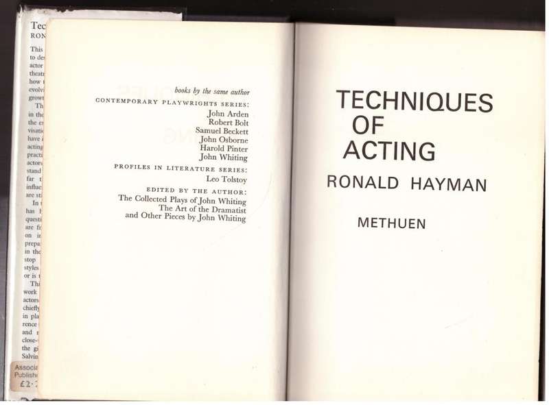 Techniques of Acting  --  Ronald Hayman
