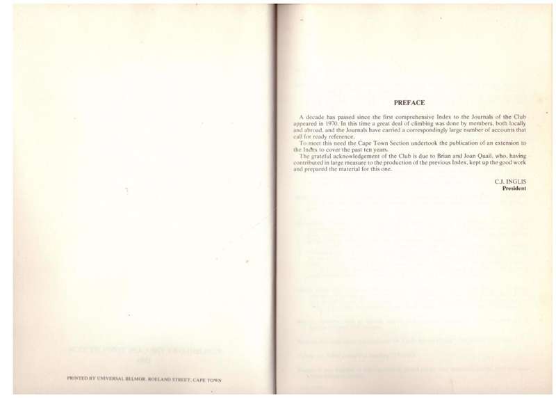 Index to the Journals of the Mountain Club of South Africa: Vols. 72-81, 1969 to 1978