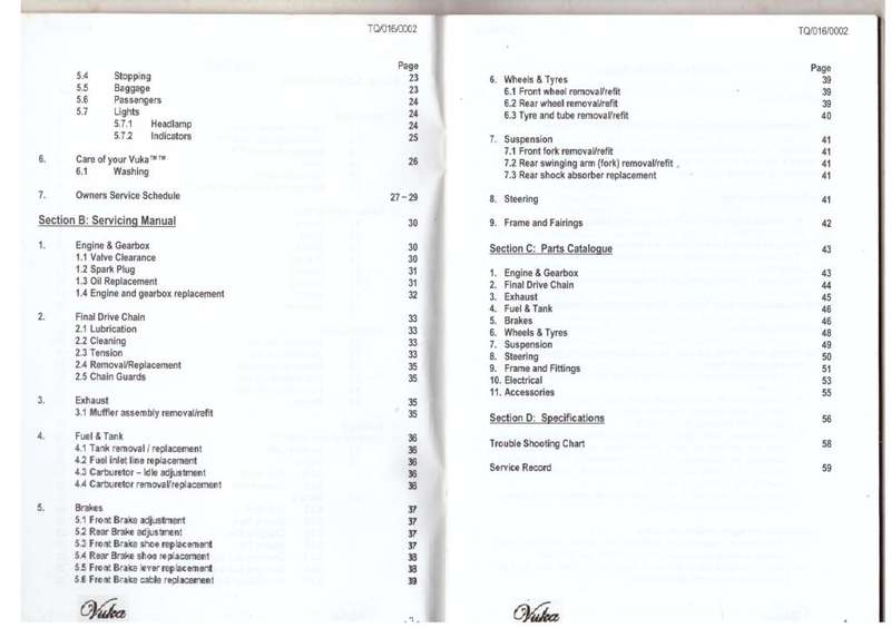 Vuka Scuta XL 110 - owners manual and service book