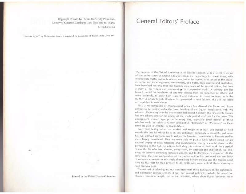 The Restoration and the Eighteenth Century  -- B.A. Phythian [Compiler]