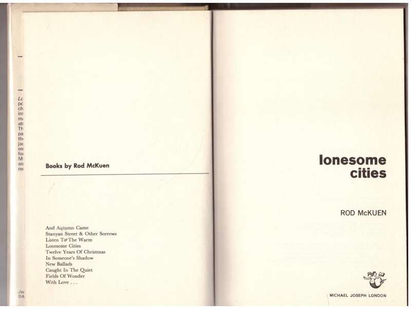 Lonesome Cities  -- Rod McKuen