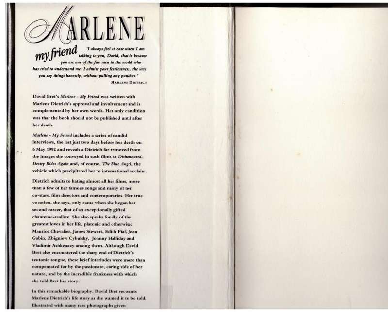 Marlene Dietrich, My Friend: An Intimate Biography  -- David Bret