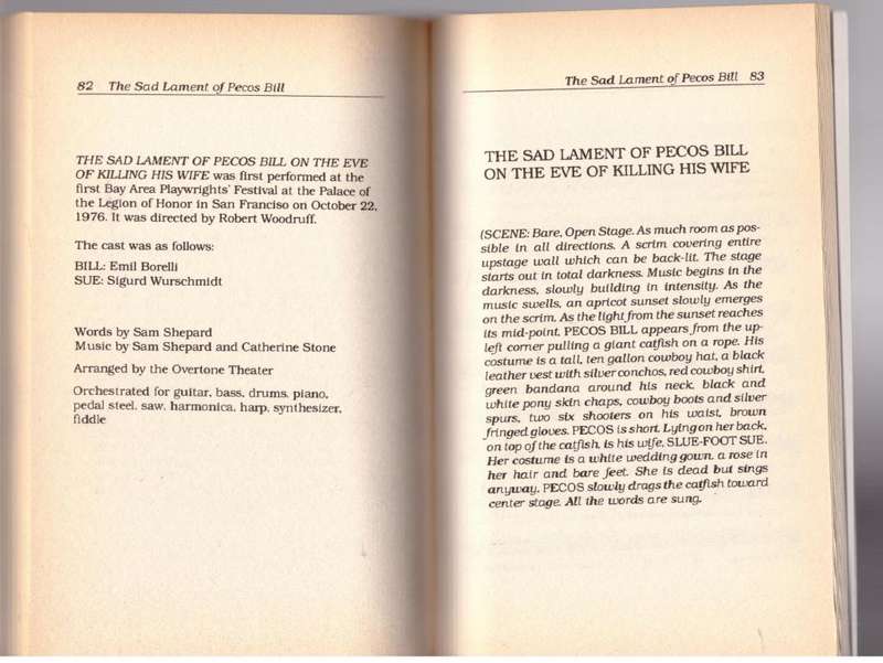 Fool for Love &  The Sad Lament of Pecos Bill on the Eve of Killing his Wife -- Sam Shepard