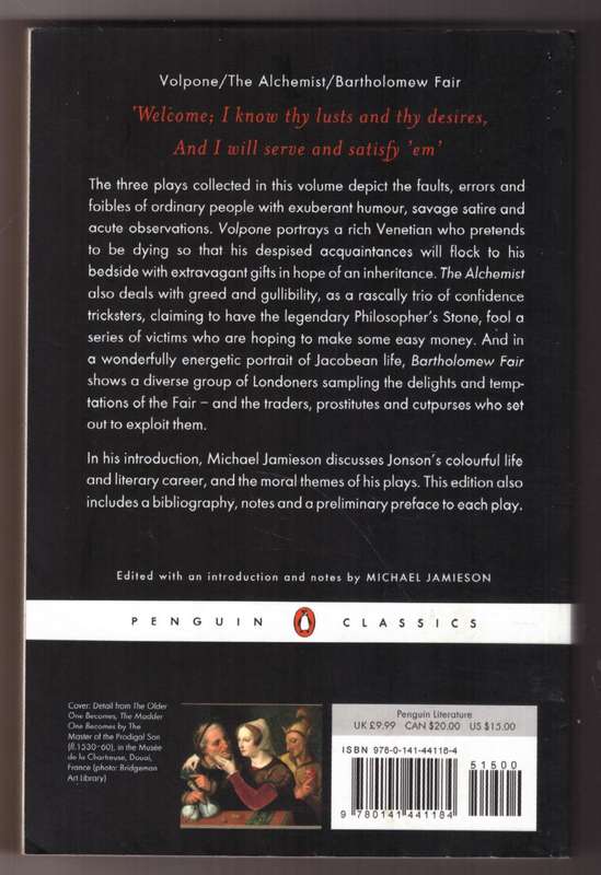 Volpone and Other Plays -- Ben Jonson