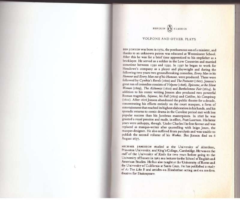 Volpone and Other Plays -- Ben Jonson