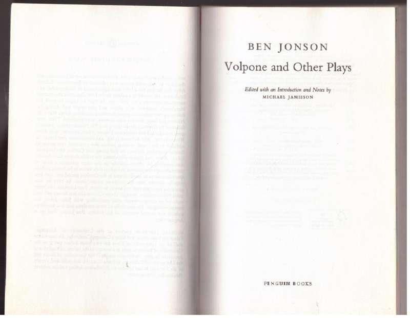 Volpone and Other Plays -- Ben Jonson