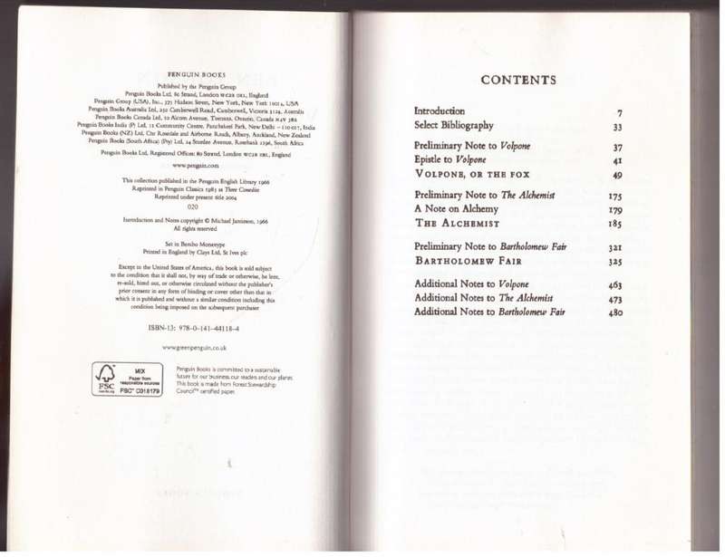 Volpone and Other Plays -- Ben Jonson
