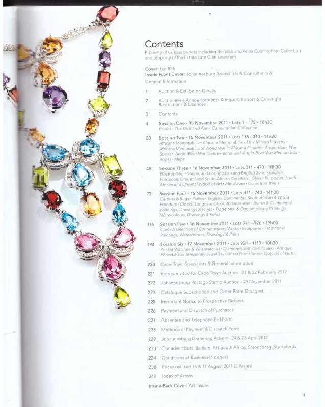Decorative & Fine Arts:  November 2011 (Auction Catalogue) -- Stephan Welz & Co