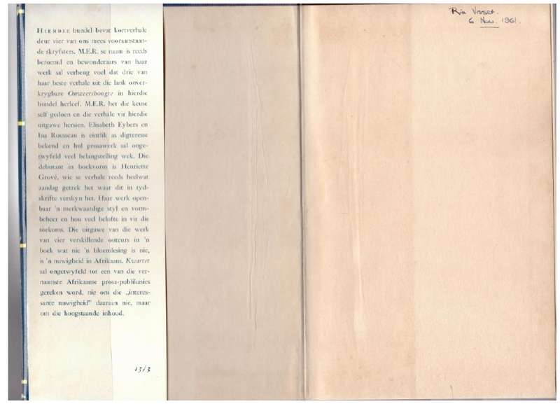 Kwartet -- M. E. R., Ina Rousseau, Elisabeth Eybers, Henriette Grové