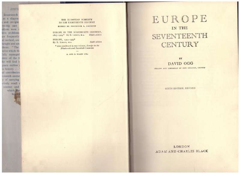 Europe in the Seventeenth Century  --  David Ogg