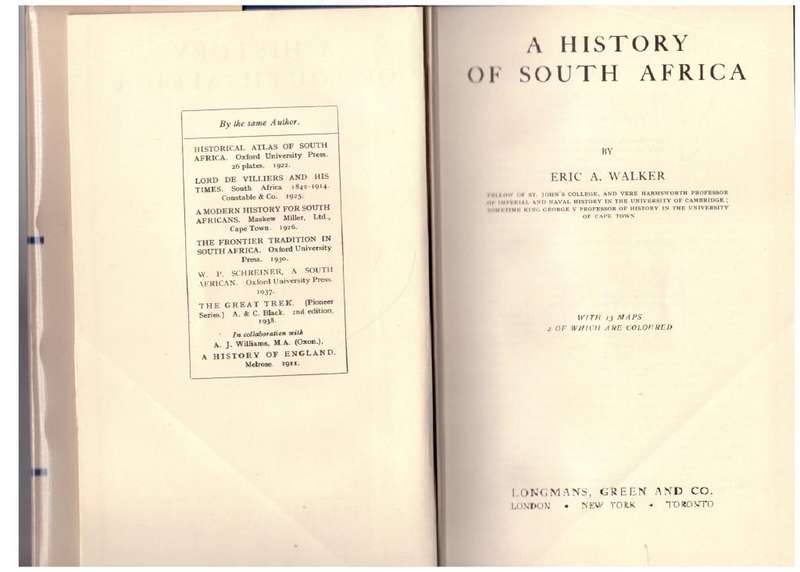 A History of South Africa  --  Eric A. Walker