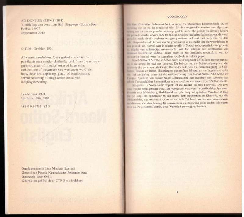 Kort Drietalige Sakwoordeboek: English, Xhosa, Afrikaans   --  G. M. Grobler