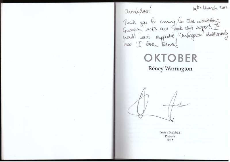 Oktober --  Réney Warrington  **Geteken**