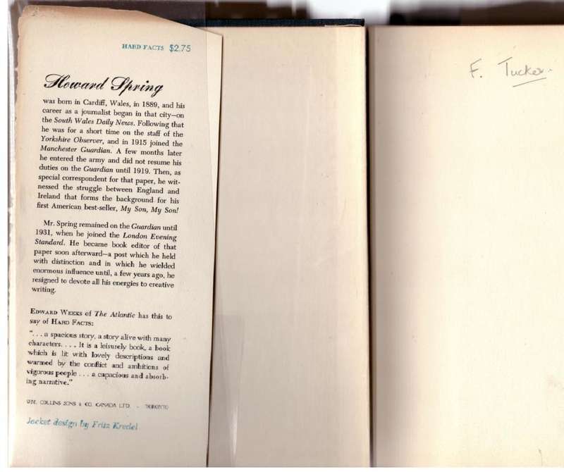 Hard Facts, a Novel  --  Howard Spring