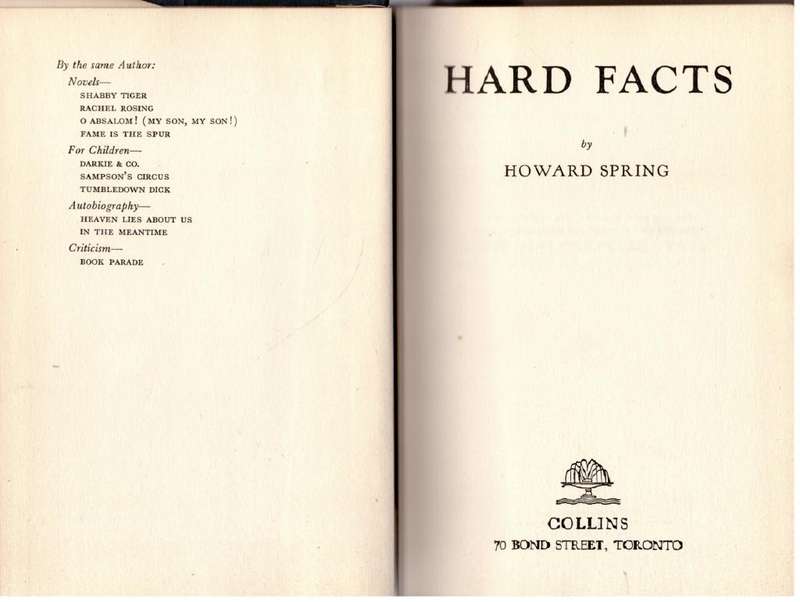 Hard Facts, a Novel  --  Howard Spring