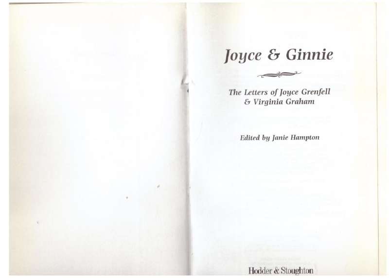 Joyce and Ginnie: The Letters of Joyce Grenfell & Virginia Graham -- Janie Hampton (Editor)