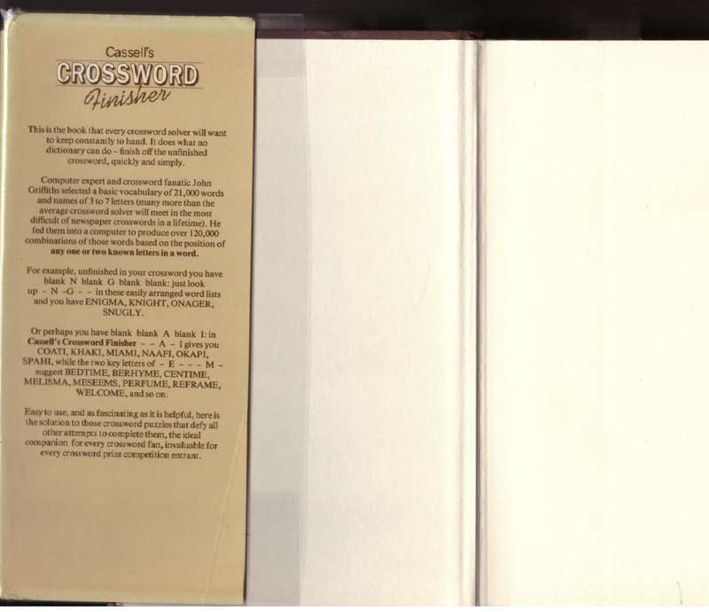 Cassell`s Crossword Finisher --  John Griffiths [Compiler]
