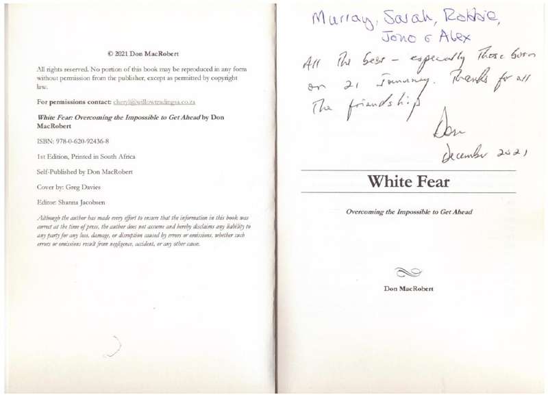 White Fear: Overcoming the Impossible to Get Ahead --  Don MacRobert  **SIGNED**