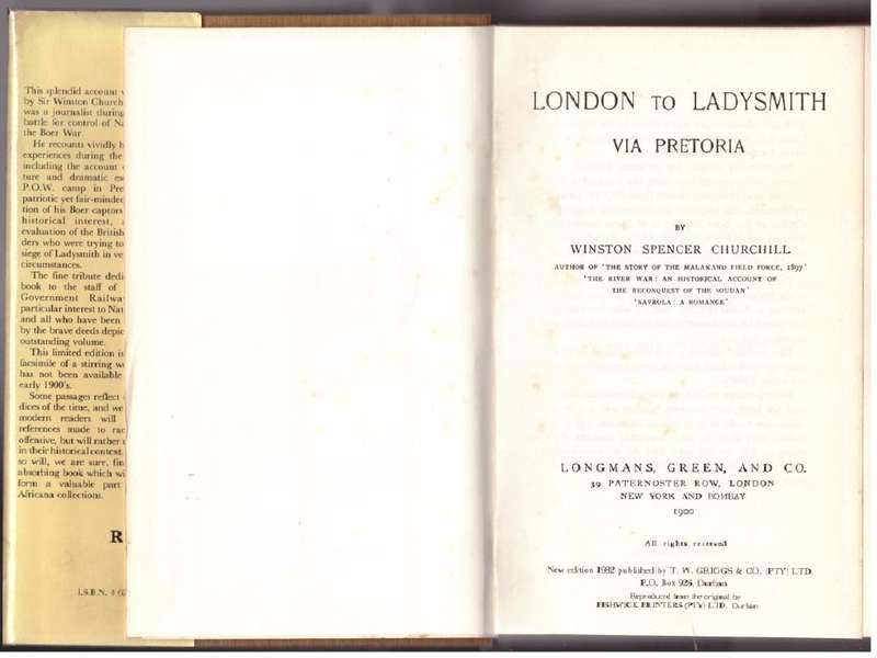 London to Ladysmith via Pretoria  Winston Spencer Churchill