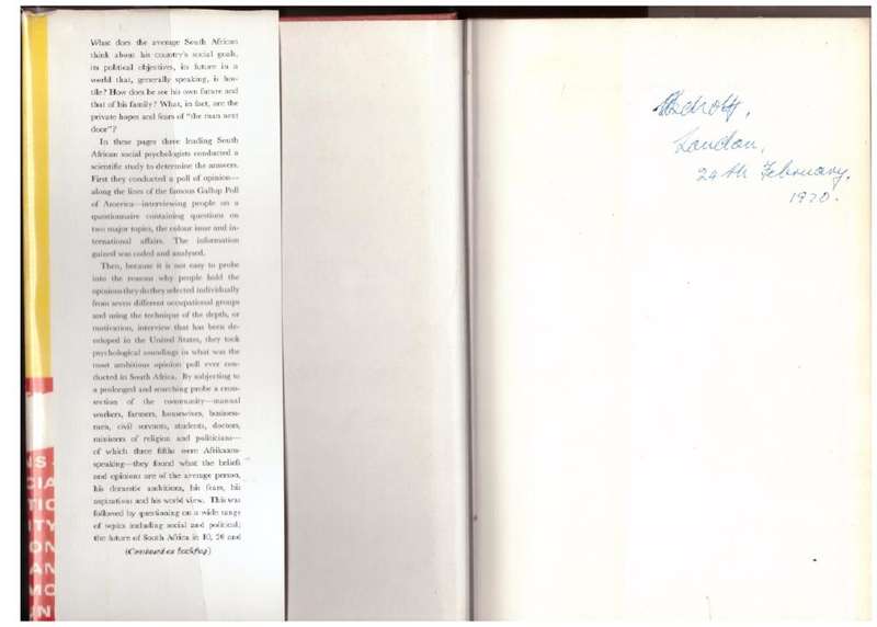 Anatomy of South Africa: A Scientific Study of Present Day Attitudes  --  William Hudson