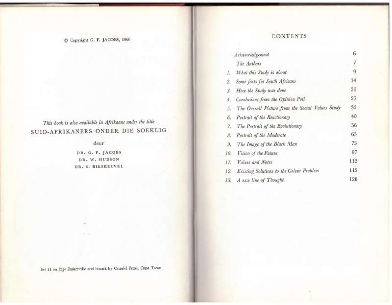Anatomy of South Africa: A Scientific Study of Present Day Attitudes  --  William Hudson