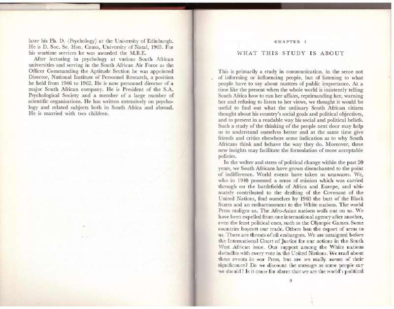 Anatomy of South Africa: A Scientific Study of Present Day Attitudes  --  William Hudson