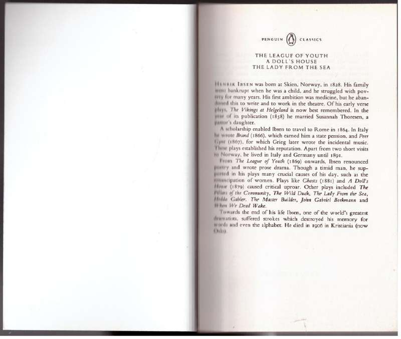 A Doll's House and Other Plays  --  Henrik Ibsen