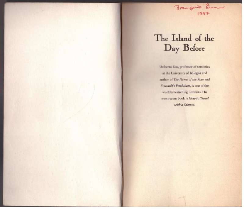 The Island of the Day Before  --  Umberto Eco