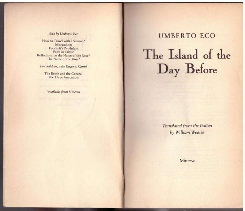 The Island of the Day Before  --  Umberto Eco