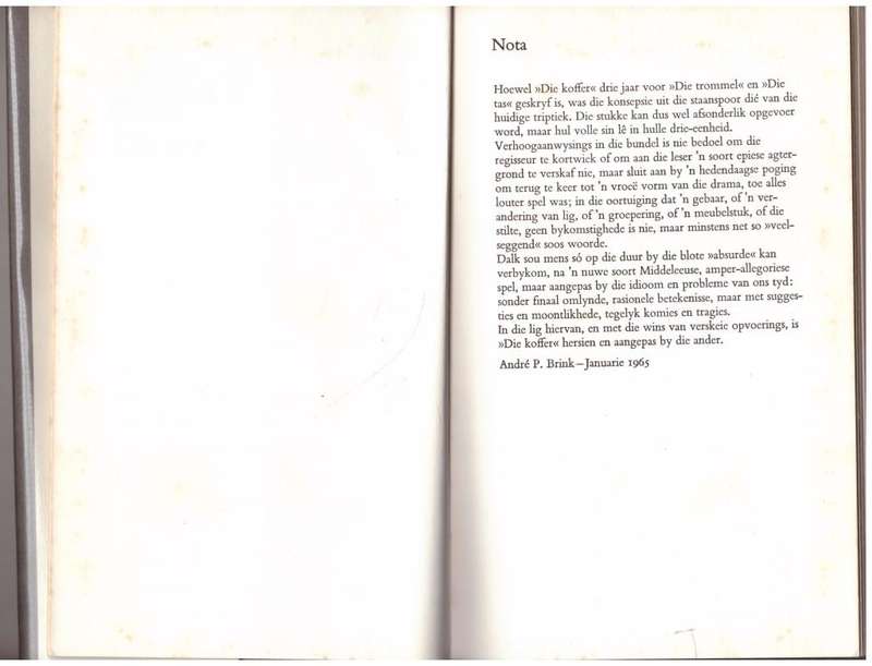 Bagasie: triptiek vir die toneel -- André P. Brink.
