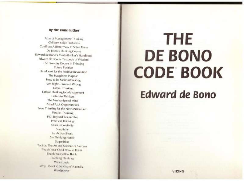 The De Bono Code Book  --  Edward De Bono