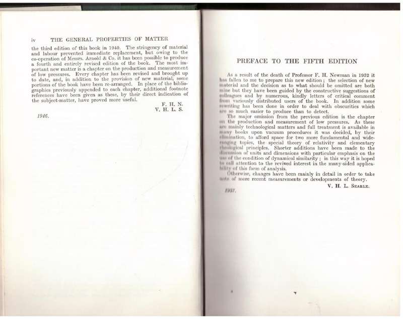 The General Properties of Matter  --  F. H. Newman, V. H. L. Searle