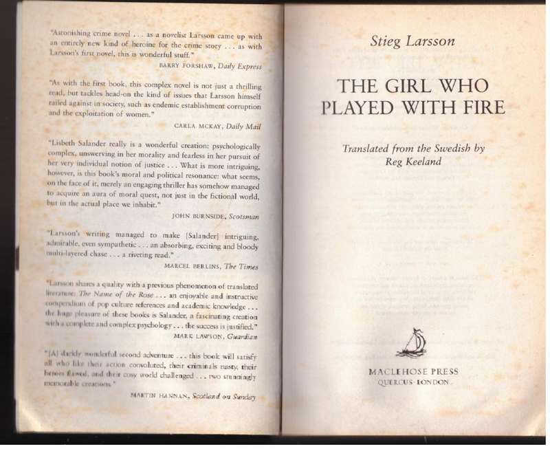 The Girl Who Played with Fire (The Millennium Trilogy II)  --  Stieg Larsson