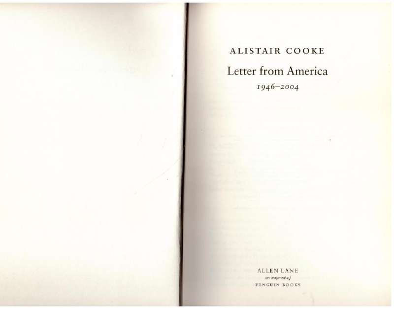 Letter from America : 1946-2004 -- Alistair Cooke