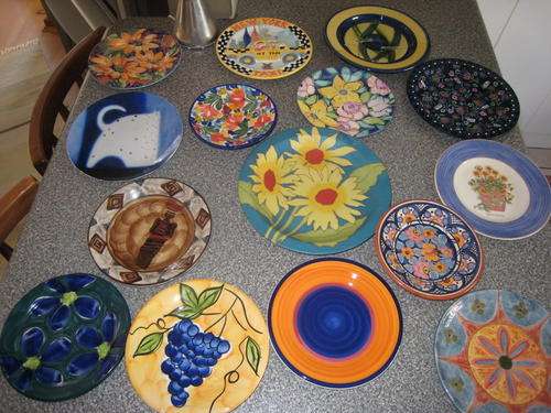 A colourful array of wall plates