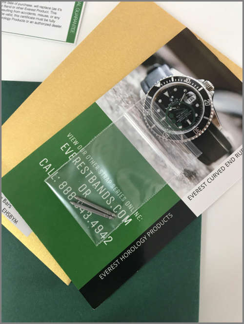 Everest Bands replacement strap for Rolex Daytona Submariner-Black Leather