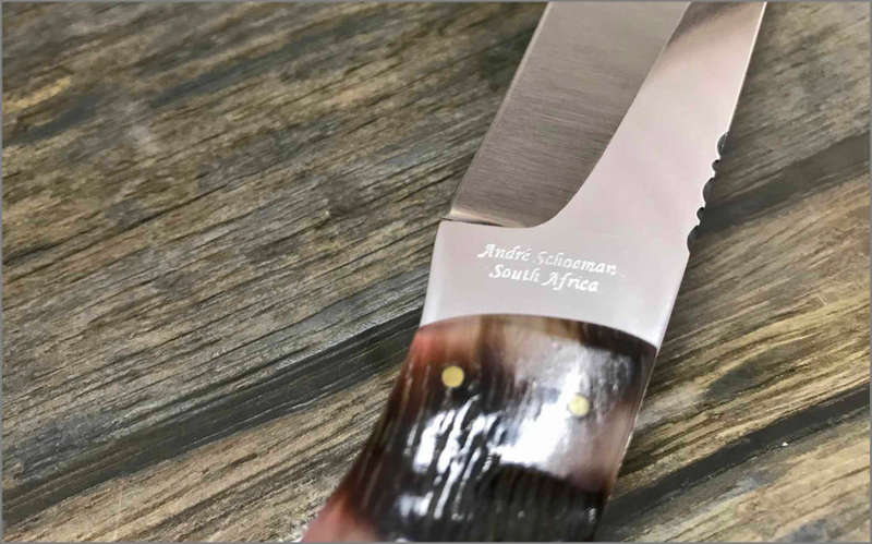 Andre Schoeman Custom Hunting Knife - Springbok Horn