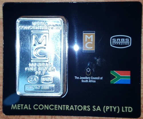 6 x 100g 999 silver bars in assay